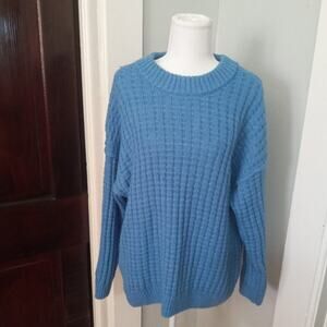SO Blue Chunky Knit Sweater Womens Size Large Crew Neck Pullover